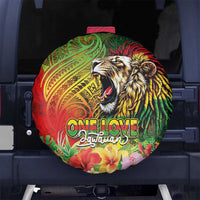 Hawaiian Reggae Spare Tire Cover Jawaiian One Love-Tribal Tatoos and Rastafari Lion - Polynesian Pride