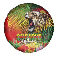 Hawaiian Reggae Spare Tire Cover Jawaiian One Love-Tribal Tatoos and Rastafari Lion - Polynesian Pride