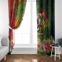 Hawaiian Reggae Window Curtain Jawaiian One Love-Tribal Tatoos and Rastafari Lion - Polynesian Pride