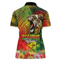 Hawaiian Reggae Women Polo Shirt Jawaiian One Love-Tribal Tatoos and Rastafari Lion - Polynesian Pride