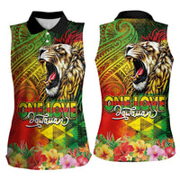 Hawaiian Reggae Women Sleeveless Polo Shirt Jawaiian One Love-Tribal Tatoos and Rastafari Lion - Polynesian Pride