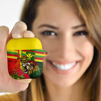 Hawaiian Reggae AirPods Case Kakau Art Motifs with Ohia Lehua and Rastafari Lion - Polynesian Pride