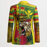 Hawaiian Reggae Blazer Kakau Art Motifs with Ohia Lehua and Rastafari Lion - Polynesian Pride