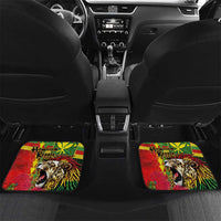 Hawaiian Reggae Car Mats Kakau Art Motifs with Ohia Lehua and Rastafari Lion - Polynesian Pride