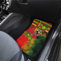 Hawaiian Reggae Car Mats Kakau Art Motifs with Ohia Lehua and Rastafari Lion - Polynesian Pride