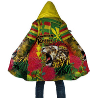 Hawaiian Reggae Cloak Kakau Art Motifs with Ohia Lehua and Rastafari Lion - Polynesian Pride