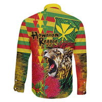 Hawaiian Reggae Family Matching Long Sleeve Bodycon Dress and Hawaiian Shirt Kakau Art Motifs with Ohia Lehua and Rastafari Lion LT03 - Polynesian Pride