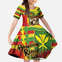 Hawaiian Reggae Family Matching Summer Maxi Dress and Hawaiian Shirt Kakau Art Motifs with Ohia Lehua and Rastafari Lion - Polynesian Pride