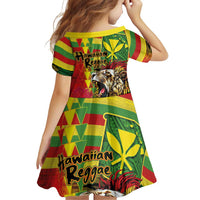 Hawaiian Reggae Family Matching Summer Maxi Dress and Hawaiian Shirt Kakau Art Motifs with Ohia Lehua and Rastafari Lion - Polynesian Pride