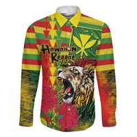 Hawaiian Reggae Family Matching Summer Maxi Dress and Hawaiian Shirt Kakau Art Motifs with Ohia Lehua and Rastafari Lion - Polynesian Pride