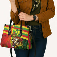 Hawaiian Reggae Leather Bag Kakau Art Motifs with Ohia Lehua and Rastafari Lion - Polynesian Pride