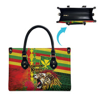 Hawaiian Reggae Leather Bag Kakau Art Motifs with Ohia Lehua and Rastafari Lion - Polynesian Pride