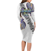Traditional Art Hawaiian Kakau Tattoos Family Matching Long Sleeve Bodycon Dress and Hawaiian Shirt Graffiti Style - Polynesian Pride
