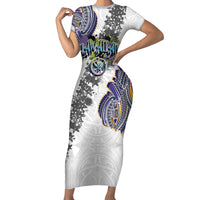 Traditional Art Hawaiian Kakau Tattoos Family Matching Short Sleeve Bodycon Dress and Hawaiian Shirt Graffiti Style - Polynesian Pride