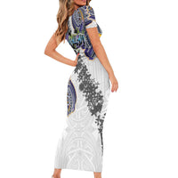 Traditional Art Hawaiian Kakau Tattoos Short Sleeve Bodycon Dress Graffiti Style LT03 - Polynesian Pride