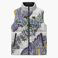 Traditional Art Hawaiian Kakau Tattoos Sleeveless Puffer Jacket Graffiti Style - Polynesian Pride