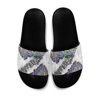 Traditional Art Hawaiian Kakau Tattoos Slide Sandals Graffiti Style LT03 White - Polynesian Pride