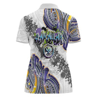 Traditional Art Hawaiian Kakau Tattoos Women Polo Shirt Graffiti Style - Polynesian Pride