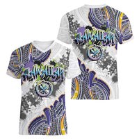Traditional Art Hawaiian Kakau Tattoos Women V-Neck T-Shirt Graffiti Style - Polynesian Pride