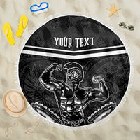 Custom Hawaii Warrior Beach Blanket Kakau Quilt Pattern LT03 One Size 150cm Black - Polynesian Pride