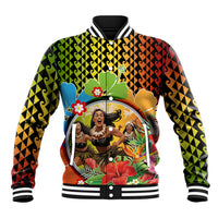 Hawaii Womens Day Wahine Baseball Jacket Strong Beautiful Woman with Kakau Style LT03 Unisex Red - Polynesian Pride