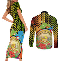 Hawaii Womens Day Wahine Couples Matching Short Sleeve Bodycon Dress and Long Sleeve Button Shirt Strong Beautiful Woman with Kakau Style LT03 - Polynesian Pride