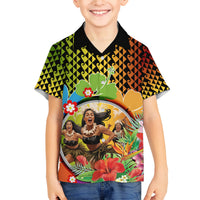 Hawaii Womens Day Wahine Family Matching Long Sleeve Bodycon Dress and Hawaiian Shirt Strong Beautiful Woman with Kakau Style LT03 Son's Shirt Red - Polynesian Pride