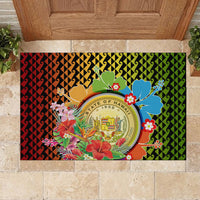 Hawaii Womens Day Wahine Rubber Doormat Strong Beautiful Woman with Kakau Style LT03 - Polynesian Pride