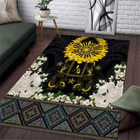 Flores de Mayo and Filipino Fiesta Area Rug The Sun-Jasmine and Polynesian Yakan Tattoo Barong Style