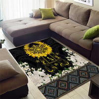 Flores de Mayo and Filipino Fiesta Area Rug The Sun-Jasmine and Polynesian Yakan Tattoo Barong Style
