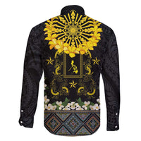 Flores de Mayo and Filipino Fiesta Family Matching Off Shoulder Maxi Dress and Hawaiian Shirt The Sun-Jasmine and Polynesian Yakan Tattoo Barong Style