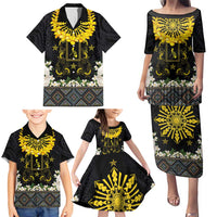 Flores de Mayo and Filipino Fiesta Family Matching Puletasi and Hawaiian Shirt The Sun-Jasmine and Polynesian Yakan Tattoo Barong Style