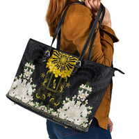 Flores de Mayo and Filipino Fiesta Leather Tote Bag The Sun-Jasmine and Polynesian Yakan Tattoo Barong Style
