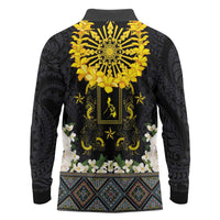 Flores de Mayo and Filipino Fiesta Long Sleeve Polo Shirt The Sun-Jasmine and Polynesian Yakan Tattoo Barong Style