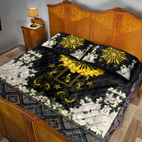 Flores de Mayo and Filipino Fiesta Quilt Bed Set The Sun-Jasmine and Polynesian Yakan Tattoo Barong Style