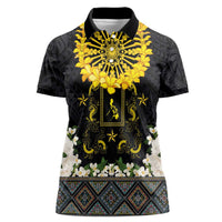 Flores de Mayo and Filipino Fiesta Women Polo Shirt The Sun-Jasmine and Polynesian Yakan Tattoo Barong Style