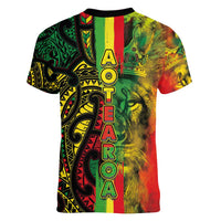 Aotearoa Reggae Women V-Neck T-Shirt Maori Reggae-One Love