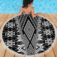 Aotearoa Tukutuku and Poutama Motif Classic Beach Blanket