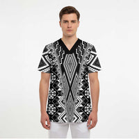 Aotearoa Tukutuku and Poutama Motif Classic Scrub Top - Polynesian Pride