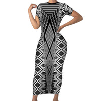 Aotearoa Tukutuku and Poutama Motif Classic Short Sleeve Bodycon Dress