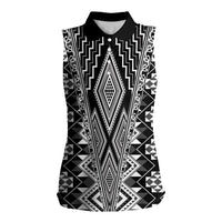 Aotearoa Tukutuku and Poutama Motif Classic Women Sleeveless Polo Shirt