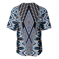 Blue Aotearoa Tukutuku and Poutama Motif Baseball Jersey