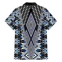 Blue Aotearoa Tukutuku and Poutama Motif Family Matching Summer Maxi Dress and Hawaiian Shirt