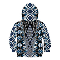 Blue Aotearoa Tukutuku and Poutama Motif Kid Hoodie