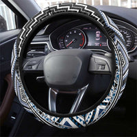 Blue Aotearoa Tukutuku and Poutama Motif Steering Wheel Cover LT03 - Polynesian Pride