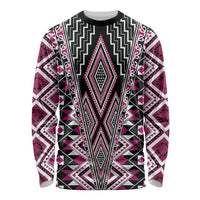 Pink Aotearoa Tukutuku and Poutama Motif Long Sleeve Shirt