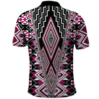 Pink Aotearoa Tukutuku and Poutama Motif Polo Shirt