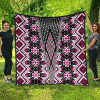 Pink Aotearoa Tukutuku and Poutama Motif Quilt LT03 - Polynesian Pride
