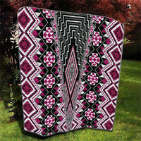 Pink Aotearoa Tukutuku and Poutama Motif Quilt LT03 - Polynesian Pride