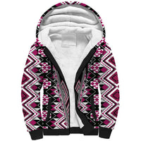 Pink Aotearoa Tukutuku and Poutama Motif Sherpa Hoodie